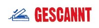 trodat Textstempel "Gescannt" printy 4912 office selbstfärbend blau, rot ohne Logo, 1 St.