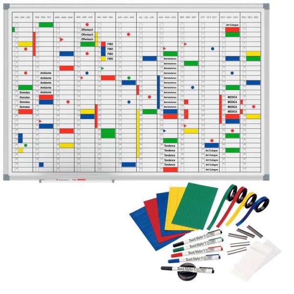 MAUL MAULoffice mit Zubehörset Jahresplaner, Monatseinteilung 120,0 x 90,0 cm