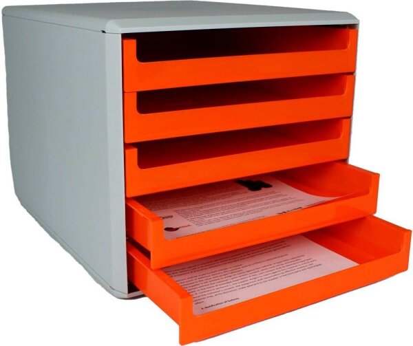 M&M Schubladenbox  orange 30050959, DIN A4 mit 5 Schubladen, 1 St.