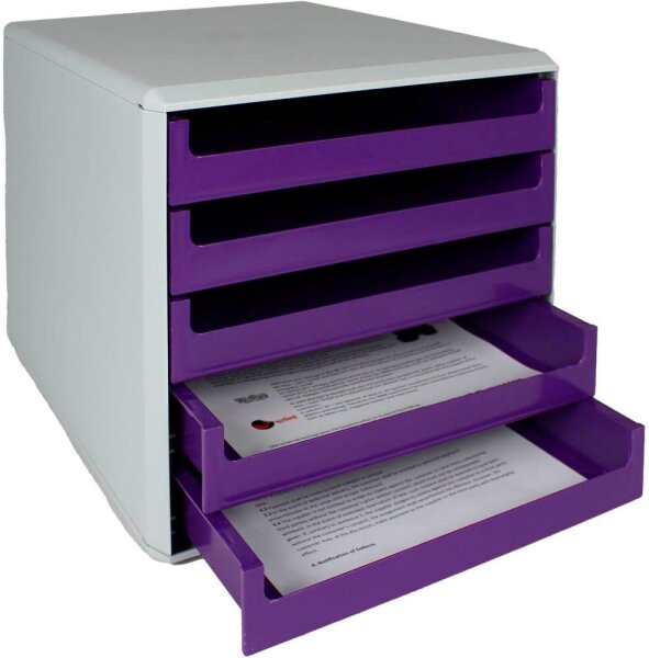 M&M Schubladenbox  violett 30050972, DIN A4 mit 5 Schubladen, 1 St.