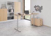 HAMMERBACHER VXDLR12 elektrisch höhenverstellbarer Schreibtisch eiche rechteckig, T-Fuß-Gestell silber 120,0 x 80,0 cm