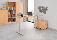 HAMMERBACHER VXDLR12 elektrisch höhenverstellbarer Schreibtisch buche rechteckig, T-Fuß-Gestell silber 120,0 x 80,0 cm