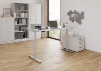 HAMMERBACHER VXDLR19 elektrisch höhenverstellbarer Schreibtisch lichtgrau rechteckig, T-Fuß-Gestell silber 180,0 x 80,0 cm