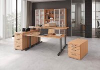 HAMMERBACHER VXDLR16 elektrisch höhenverstellbarer Schreibtisch buche rechteckig, T-Fuß-Gestell grau 160,0 x 80,0 cm