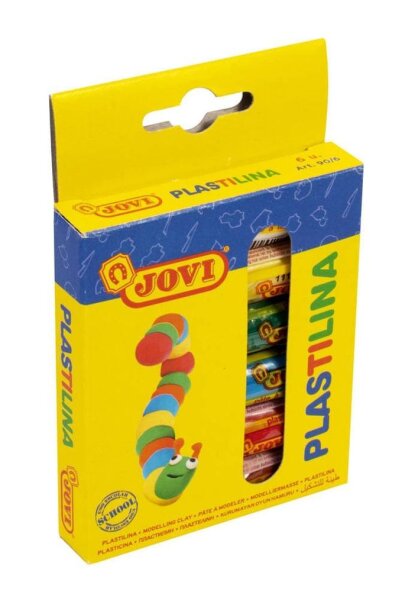 JOVI Knete PLASTILINA farbsortiert, 6 Farben je 15,0 g