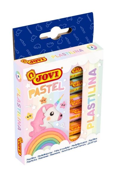 JOVI Knete PLASTILINA farbsortiert, 6 Farben je 15,0 g
