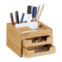relaxdays Schreibtisch-Organizer braun Bambus 2...