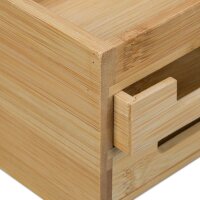 relaxdays Schreibtisch-Organizer braun Bambus 2 Stifteboxen, 2 Schubfächer, 1 flaches Fach Fächer 12,5 x 15,0 x 9,5 cm