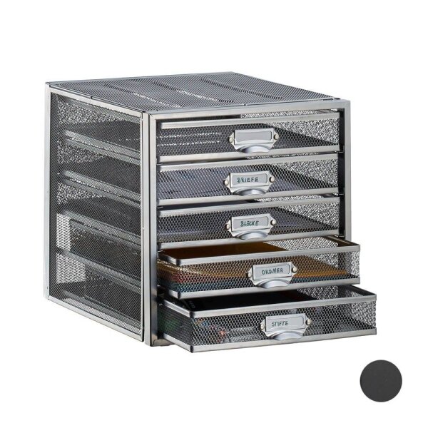 relaxdays Schubladenbox  silber 10024816_55, DIN A4 mit 5 Schubladen, 1 St.