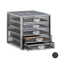 relaxdays Schubladenbox  silber 10024816_55, DIN A4 mit 5 Schubladen, 1 St.