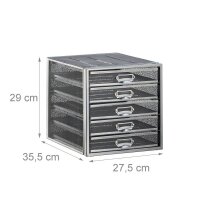 relaxdays Schubladenbox  silber 10024816_55, DIN A4 mit 5 Schubladen, 1 St.
