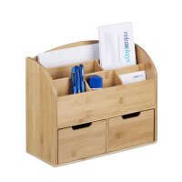 relaxdays Schreibtisch-Organizer braun Bambus 6...