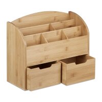 relaxdays Schreibtisch-Organizer braun Bambus 6 Fächer 33,0 x 13,5 x 28,0 cm