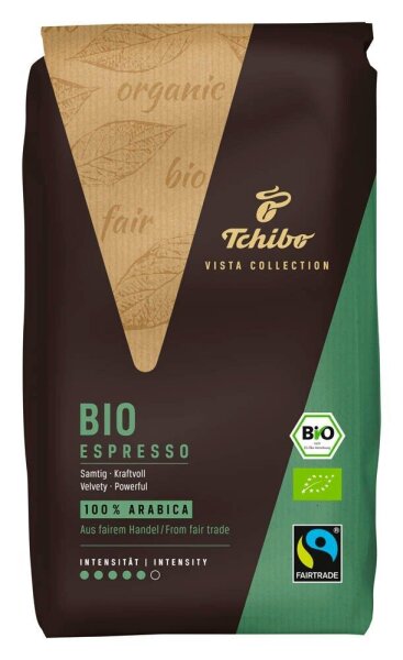 Tchibo VISTA ESPRESSO Bio-Kaffeebohnen, Arabicabohnen kräftig, 1 kg