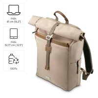 hama Laptop-Rucksack Silvan Recycling-PET beige 22,0 l bis 41,0 cm (16,2 Zoll)