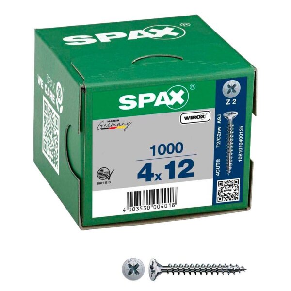 SPAX® Universalschrauben Z2 Senkkopf WIROX 1081010400125 4 mm x 12 mm, 1.000 St.