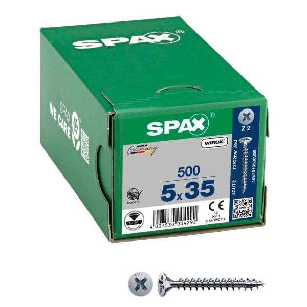 SPAX® Universalschrauben Z2 Senkkopf WIROX 1081010500355 5 mm x 35 mm, 500 St.