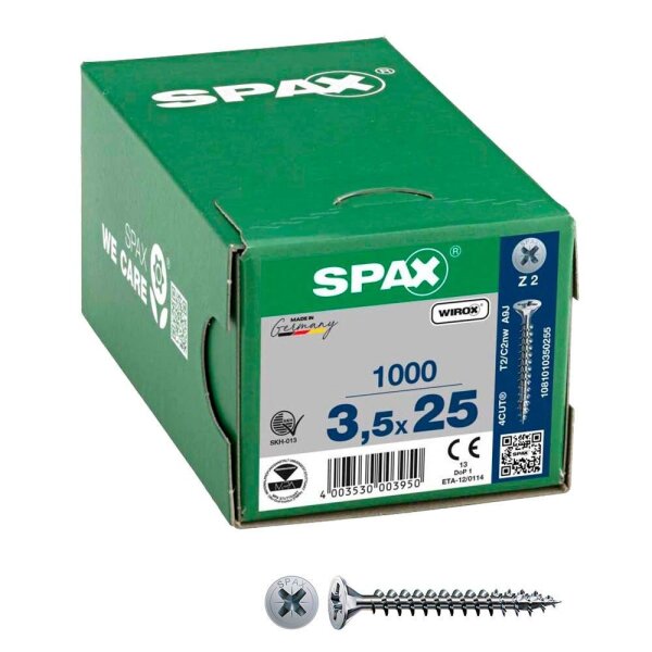 SPAX® Universalschrauben Z2 Senkkopf WIROX 1081010350255 3,5 mm x 25 mm, 1.000 St.