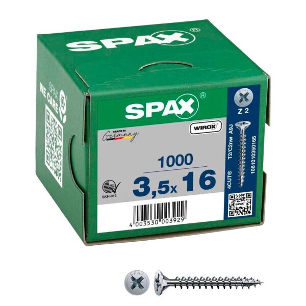 SPAX® Universalschrauben Z2 Senkkopf WIROX 1081010350165 3,5 mm x 16 mm, 1.000 St.