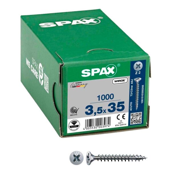 SPAX® Universalschrauben Z2 Senkkopf WIROX 1081010350355 3,5 mm x 35 mm, 1.000 St.