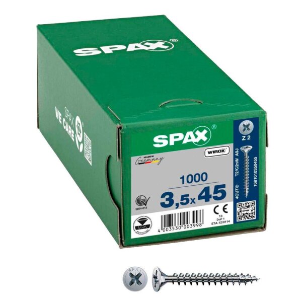 SPAX® Universalschrauben Z2 Senkkopf WIROX 1081010350455 3,5 mm x 45 mm, 1.000 St.