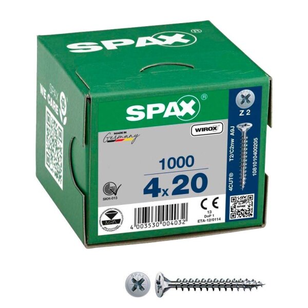 SPAX® Universalschrauben Z2 Senkkopf WIROX 1081010400205 4 mm x 20 mm, 1.000 St.