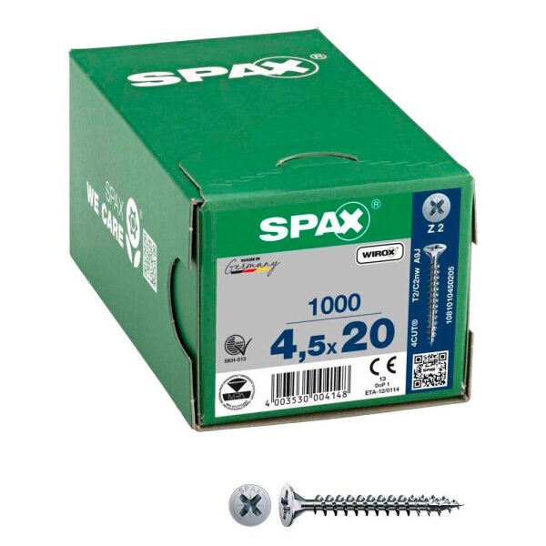 SPAX® Universalschrauben Z2 Senkkopf WIROX 1081010450205 4,5 mm x 20 mm, 1.000 St.