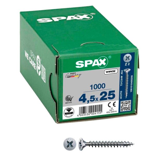 SPAX® Universalschrauben Z2 Senkkopf WIROX 1081010450255 4,5 mm x 25 mm, 1.000 St.