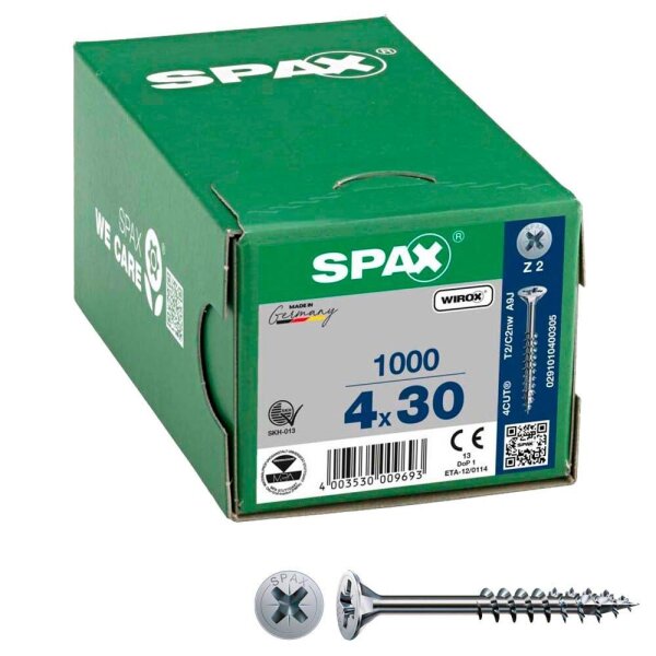 SPAX® Universalschrauben Z2 Senkkopf WIROX 0291010400305 4 mm x 30 mm, 1.000 St.