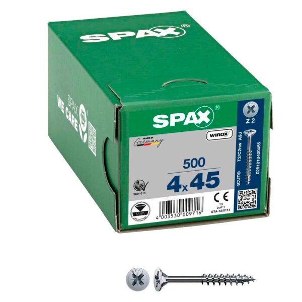 SPAX® Universalschrauben Z2 Senkkopf WIROX 0291010400455 4 mm x 45 mm, 500 St.