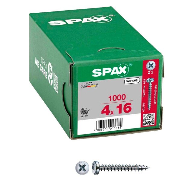 SPAX® Universalschrauben Z2 Halbrundkopf WIROX 0231010400165 4 mm x 16 mm, 1.000 St.