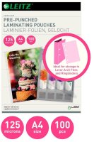 LEITZ Laminierfolien glänzend für A4 125 micron Universal-Lochung, 100 St.