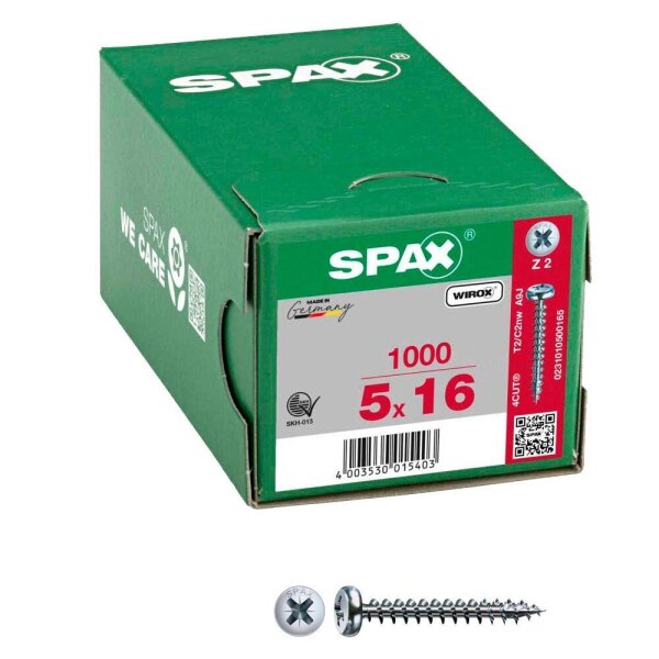 SPAX® Universalschrauben Z2 Halbrundkopf WIROX 0231010500165 5 mm x 16 mm, 1.000 St.