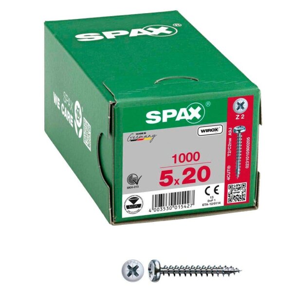 SPAX® Universalschrauben Z2 Halbrundkopf WIROX 0231010500205 5 mm x 20 mm, 1.000 St.