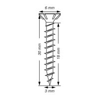 SPAX® Universalschrauben T10 Senkkopf WIROX 0191010300305 3 mm x 30 mm, 1.000 St.