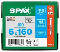 SPAX® Universalschrauben T30 Senkkopf Edelstahl A2 0197000601603 6 mm x 160 mm, 100 St.