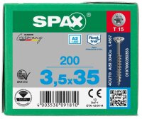 SPAX® Universalschrauben T15 Senkkopf Edelstahl A2 0197000350353 3,5 mm x 35 mm, 200 St.