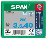 SPAX® Universalschrauben T15 Senkkopf Edelstahl A2 0197000350403 3,5 mm x 40 mm, 200 St.