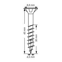 SPAX® Universalschrauben T20 Senkkopf Edelstahl A2 0197000450453 4,5 mm x 45 mm, 200 St.
