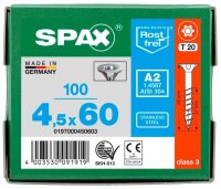 SPAX® Universalschrauben T20 Senkkopf Edelstahl A2 0197000450603 4,5 mm x 60 mm, 100 St.