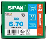 SPAX® Universalschrauben T30 Senkkopf Edelstahl A2 0197000600703 6 mm x 70 mm, 100 St.