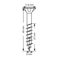 SPAX® Universalschrauben T30 Senkkopf Edelstahl A2 0197000600603 6 mm x 60 mm, 100 St.