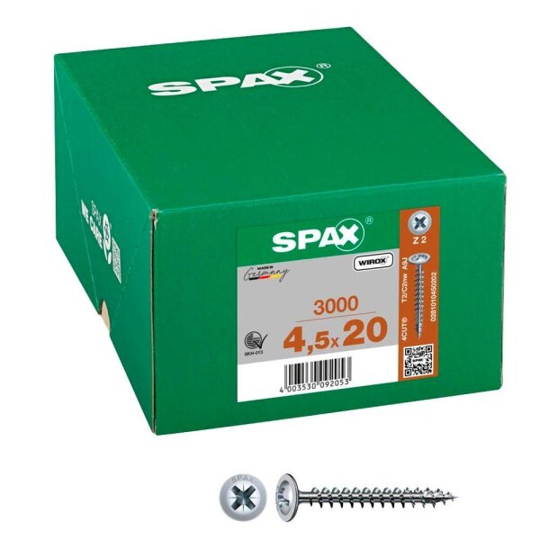 SPAX® Universalschrauben Z2 Rückwandkopf WIROX 0281010450202 4,5 mm x 20 mm, 3.000 St.