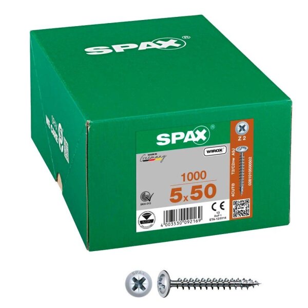 SPAX® Universalschrauben Z2 Rückwandkopf WIROX 0281010500502 5 mm x 50 mm, 1.000 St.