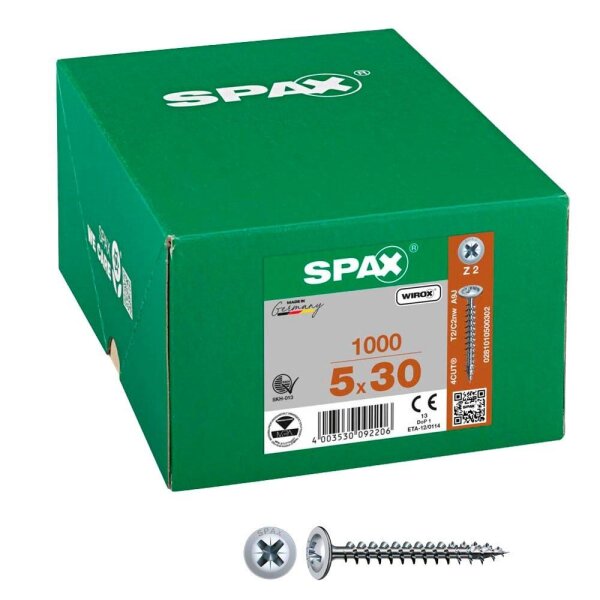 SPAX® Universalschrauben Z2 Rückwandkopf WIROX 0281010500302 5 mm x 30 mm, 1.000 St.