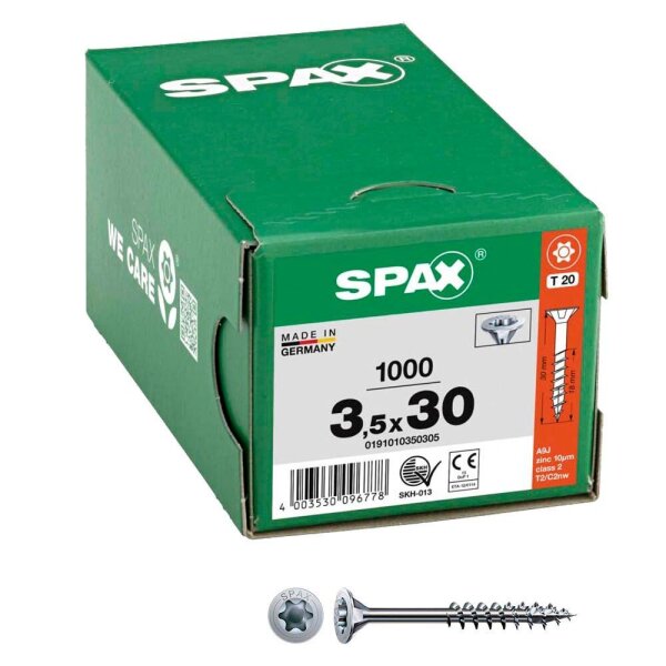 SPAX® Universalschrauben T20 Senkkopf WIROX 0191010350305 3,5 mm x 30 mm, 1.000 St.
