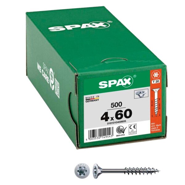 SPAX® Universalschrauben T20 Senkkopf WIROX 0191010400605 4 mm x 60 mm, 500 St.