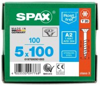 SPAX® Universalschrauben T20 Senkkopf Edelstahl A2 0197000501003 5 mm x 100 mm, 100 St.