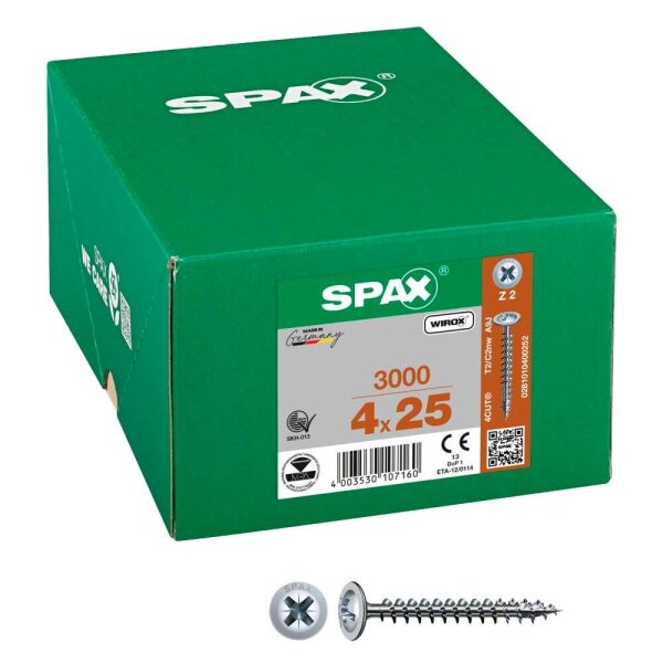 SPAX® Universalschrauben Z2 Rückwandkopf WIROX 0281010400252 4 mm x 25 mm, 3.000 St.
