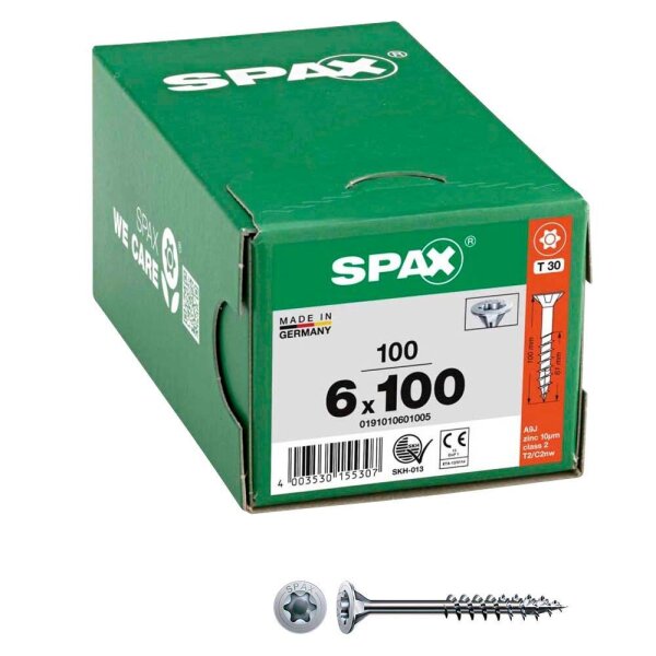 SPAX® Universalschrauben T30 Senkkopf WIROX 0191010601005 6 mm x 100 mm, 100 St.